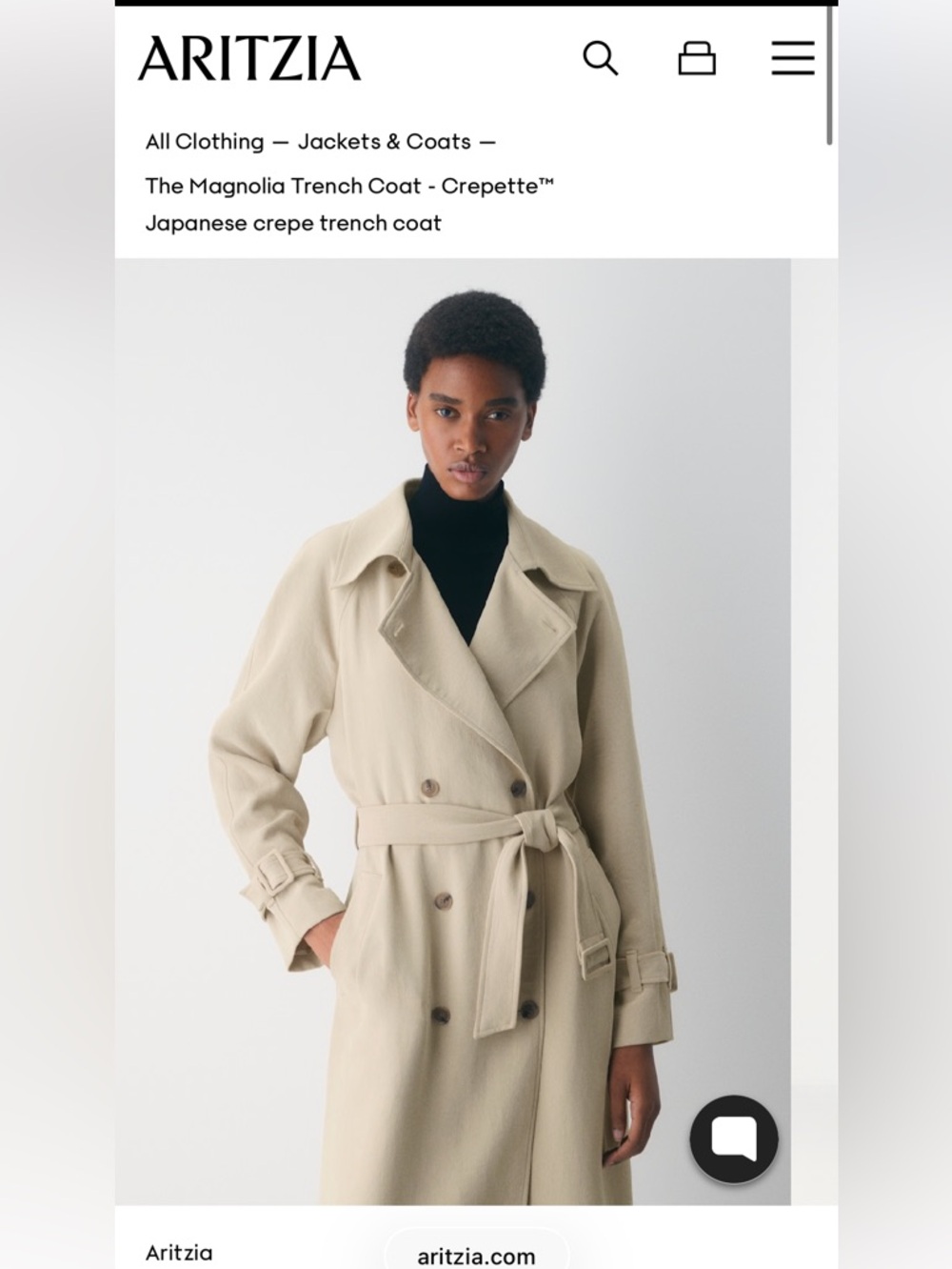 Aritzia Magnolia Trench Coat in Light Beige